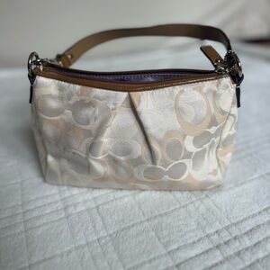 Coach Cream and Tan Shoulder Bag